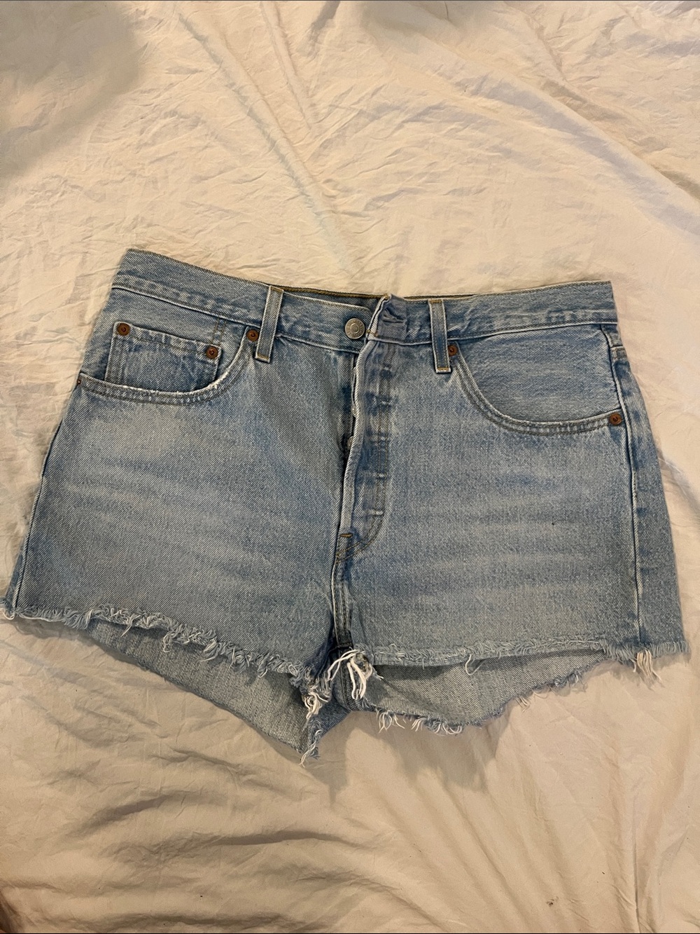 Levi's Light Blue Denim Cutoff Shorts with Raw Hem